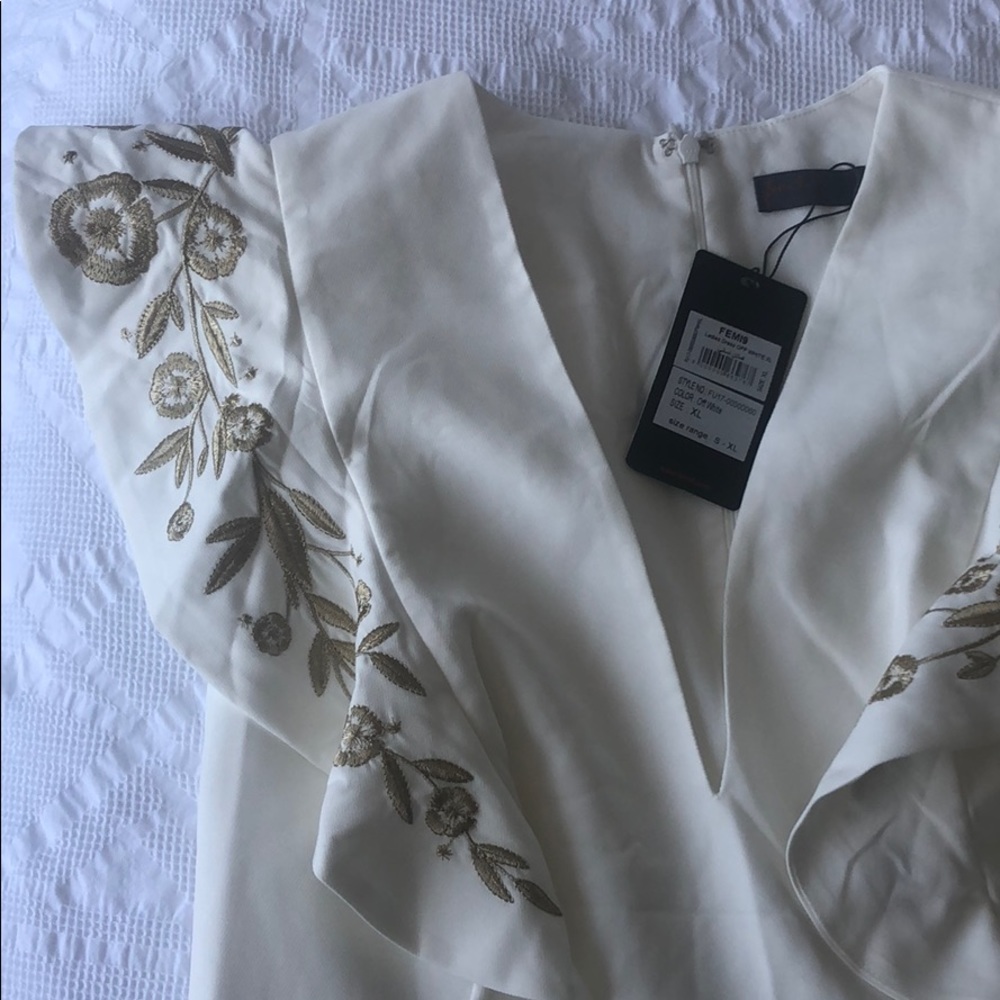 Embroidered Ruffle Shoulder Dress - Picture 5 of 5